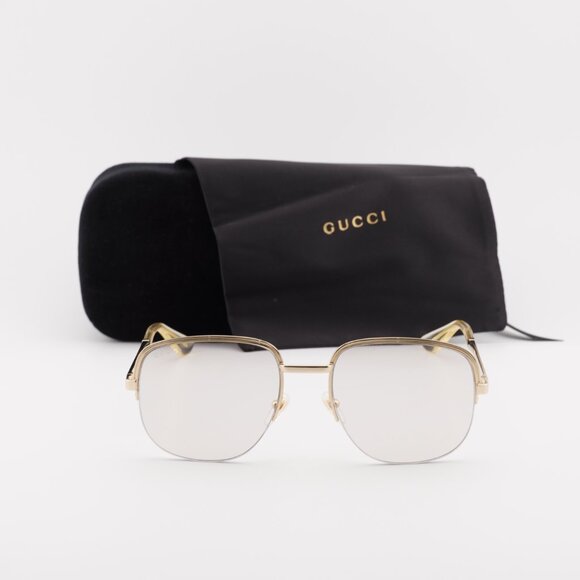 Gucci GG0777S 001 Square Sunglasses - Gold/Transparent - Picture 3 of 9